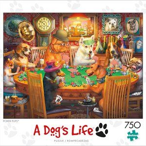 BuffaloGames A Dog's Life Poker Pups 750 Pc Puzzle